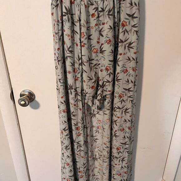 American Eagle Bohochic LIght Blue Floral Print Romper w/ Maxi Skirt Overlay M - Picture 6 of 8